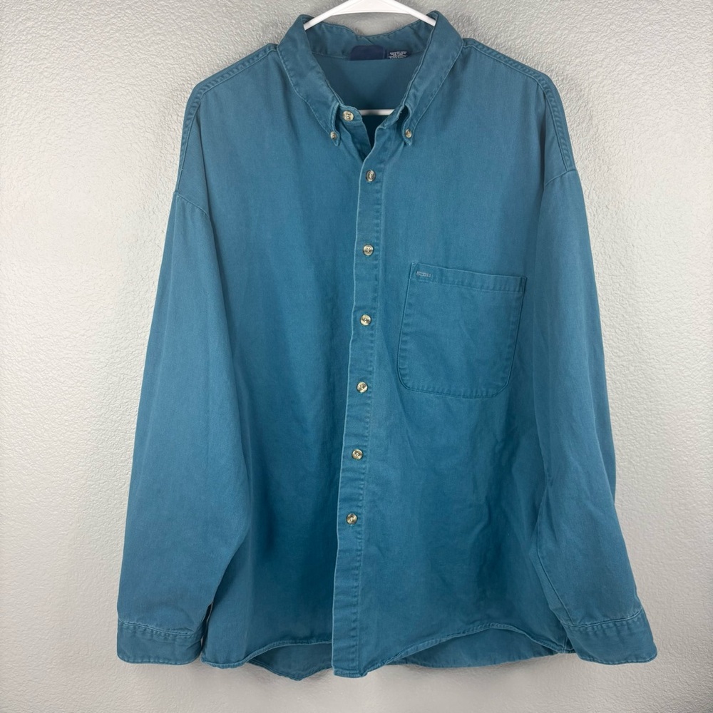 Vintage Men’s Blue 100% Cotton Buttoned Longsleeve Shirt - Bon Homme